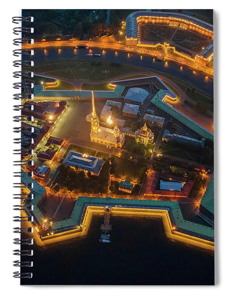 Saint-petersburg Spiral Notebook featuring the photograph Peter and Paul Fortress at night by Mikhail Kokhanchikov