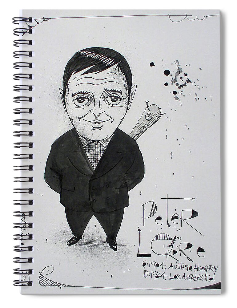  Spiral Notebook featuring the drawing Peter Lorre by Phil Mckenney