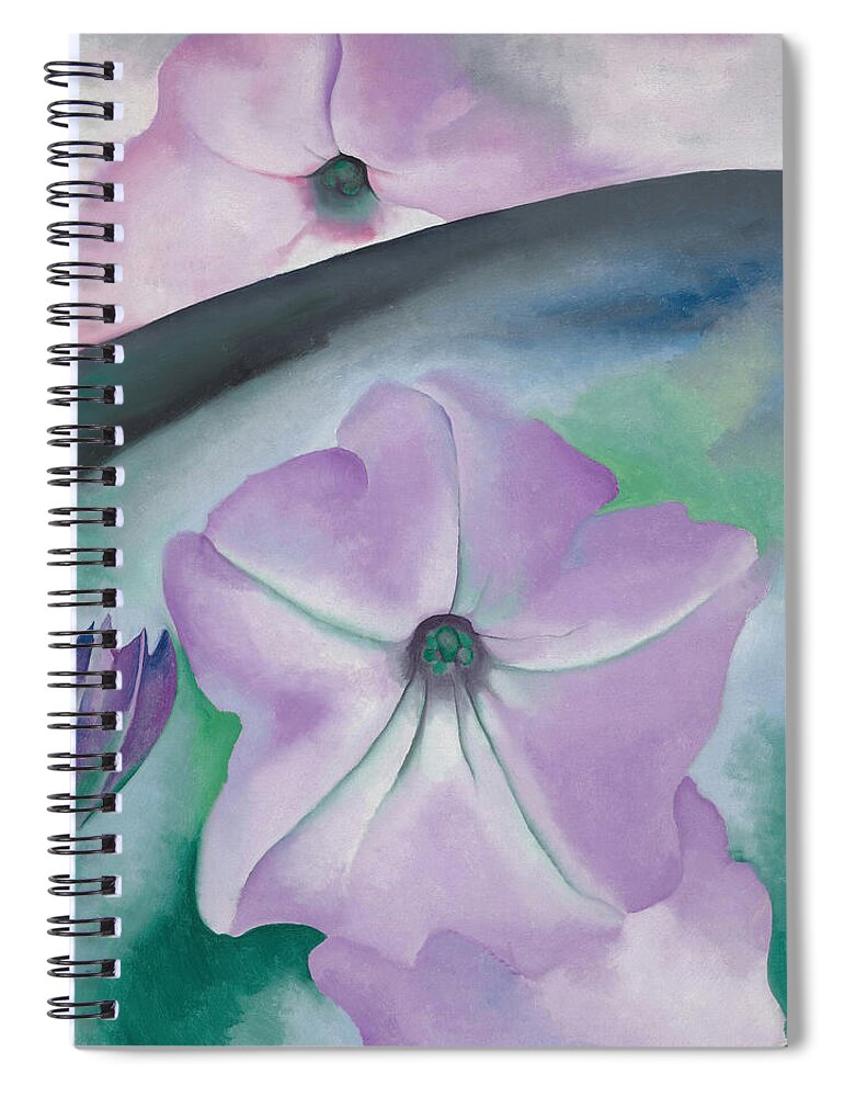 Georgia O'keeffe Spiral Notebook featuring the painting Petunia no 2. - Modernist pink flower painting by Georgia O'Keeffe