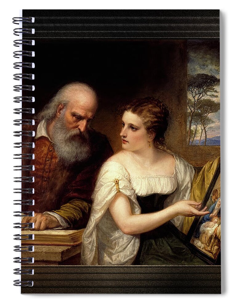 Philosophy And Christian Art Spiral Notebook featuring the photograph Philosophy and Christian Art by Daniel Huntington Classical Fine Art Old Masters Reproduction by Rolando Burbon