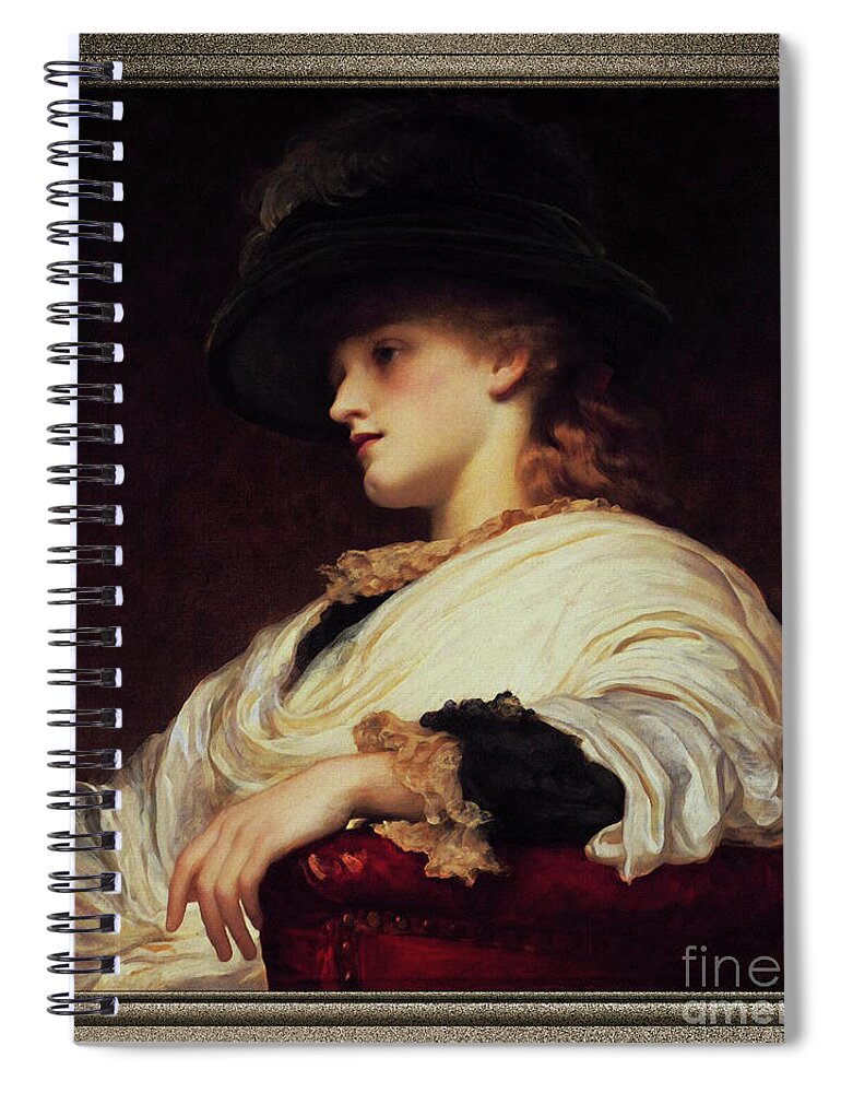 Phoebe Spiral Notebook featuring the painting Phoebe by Frederic Leighton by Rolando Burbon