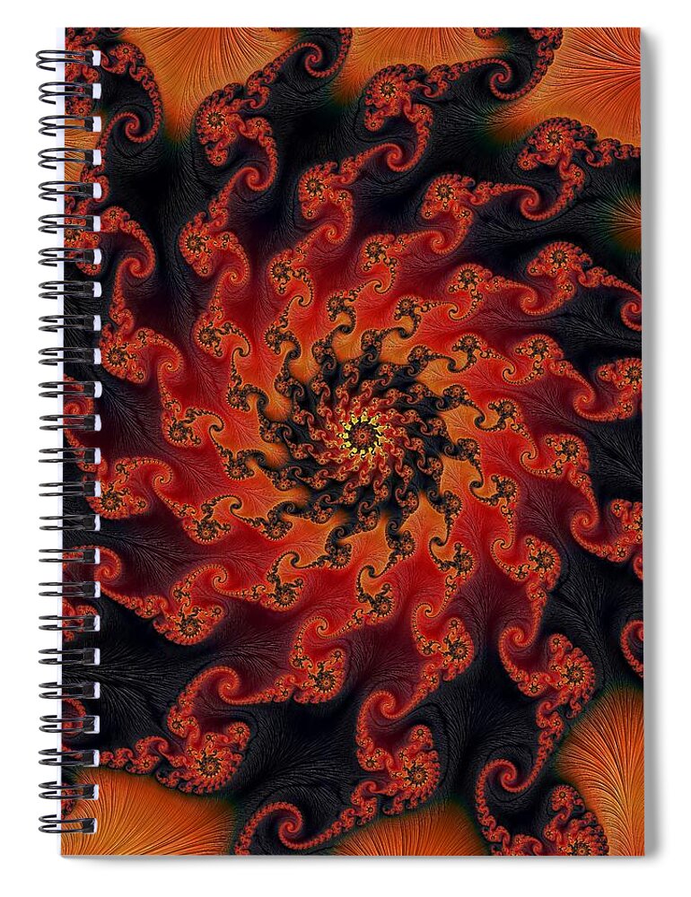 Fractal Spiral Notebook featuring the digital art Phoenix Rising #2 by Mary Ann Benoit