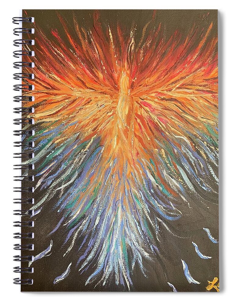 Phoenix Spiral Notebook featuring the painting Phoenix Rising by Lisa White
