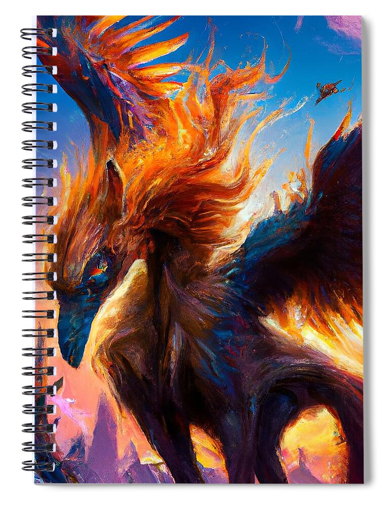 Digital Spiral Notebook featuring the digital art Phoenix The Vicious by Beverly Read