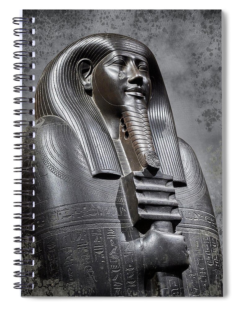 Ancient Egyptian Sarcophagus Spiral Notebook featuring the sculpture The After life - Photo of Ancient Egyptian Sarcophagus of Ibi #1 by Paul E Williams
