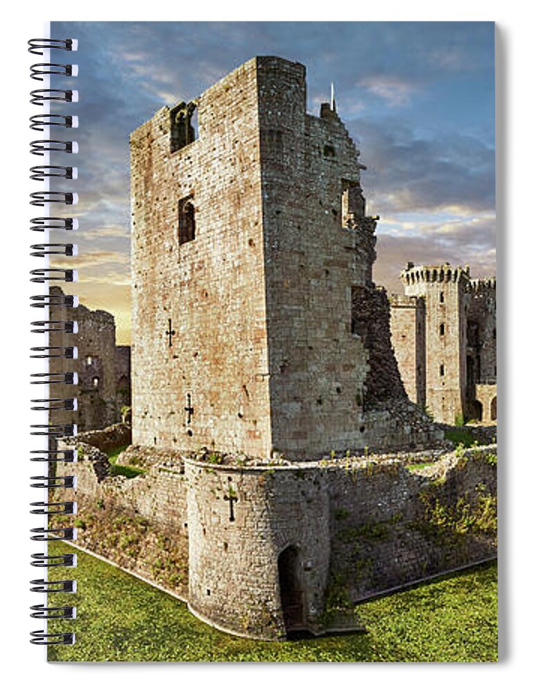 Raglan Castle Spiral Notebook featuring the photograph Photo of the picturesque Raglan Castle Wales #1 by Paul E Williams