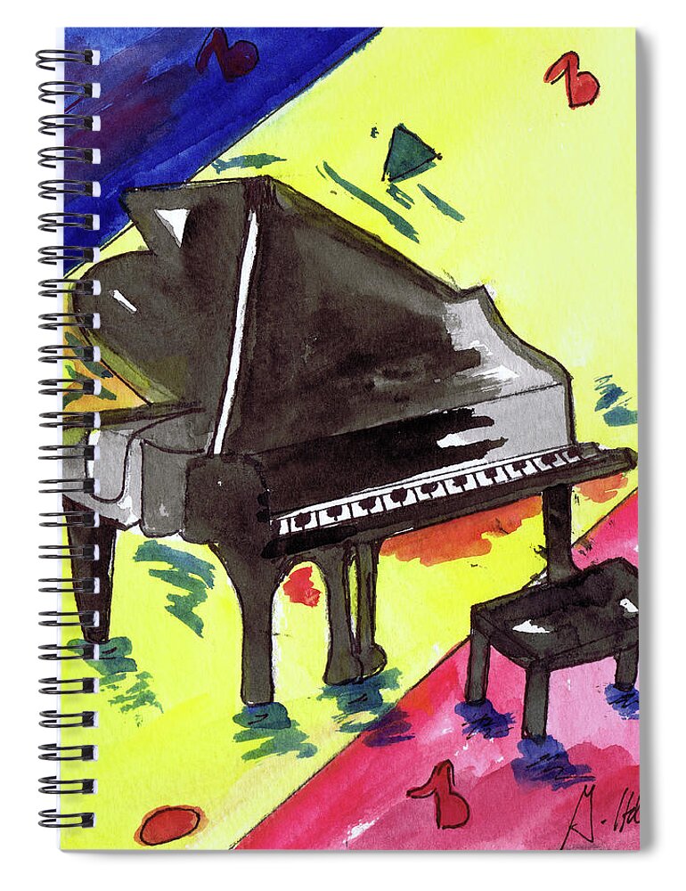 Piano Spiral Notebook featuring the painting Piano by Genevieve Holland