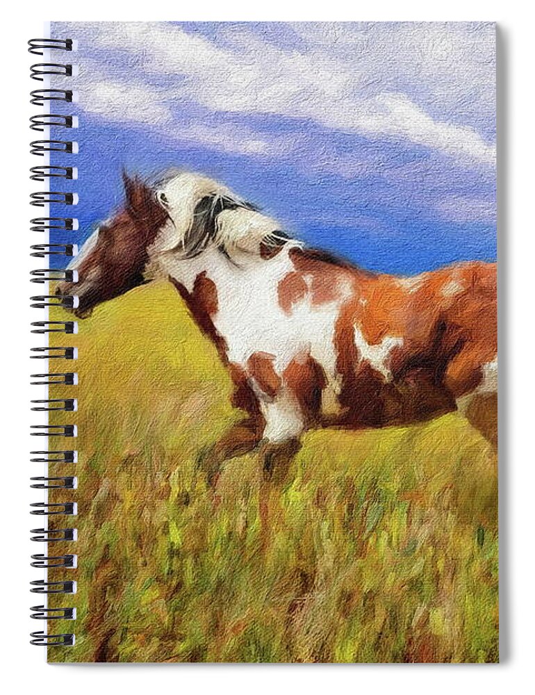 Wild Spiral Notebook featuring the digital art Picasso - American's Famous Wild Mustang by Russ Harris