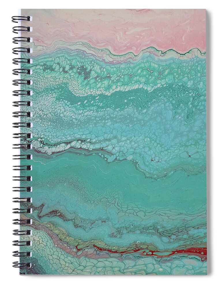 Pour Spiral Notebook featuring the mixed media Pink Sea by Aimee Bruno