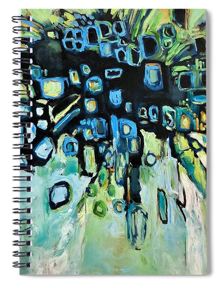 Dark Spiral Notebook featuring the painting Picking Up The Pieces by Laurie Maves ART