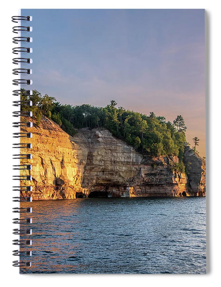 Pictured Rocks Spiral Notebook featuring the photograph Pictured Rocks Sunset by Nathan Wasylewski