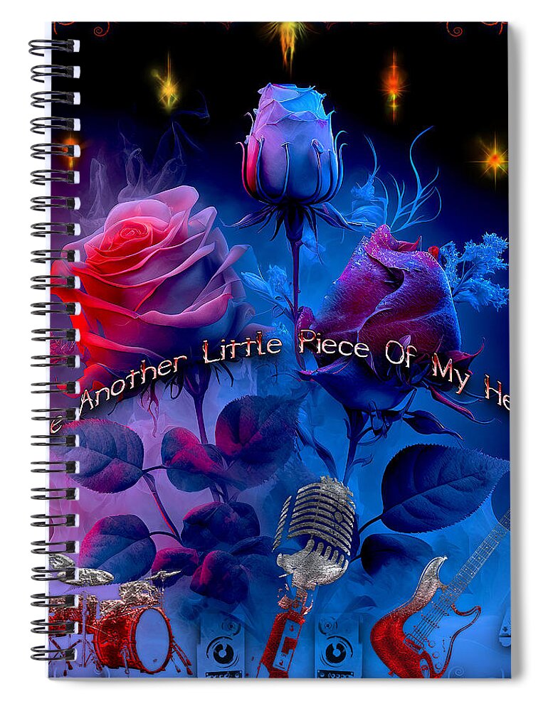 Classic Rock Spiral Notebook featuring the digital art Piece Of My Heart by Michael Damiani