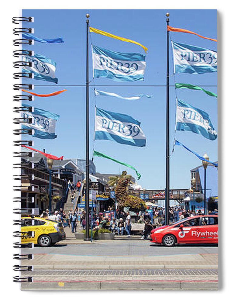 Wingsdomain Spiral Notebook featuring the photograph Pier 39 Flags San Francisco California 0F7A3294 by Wingsdomain Art and Photography