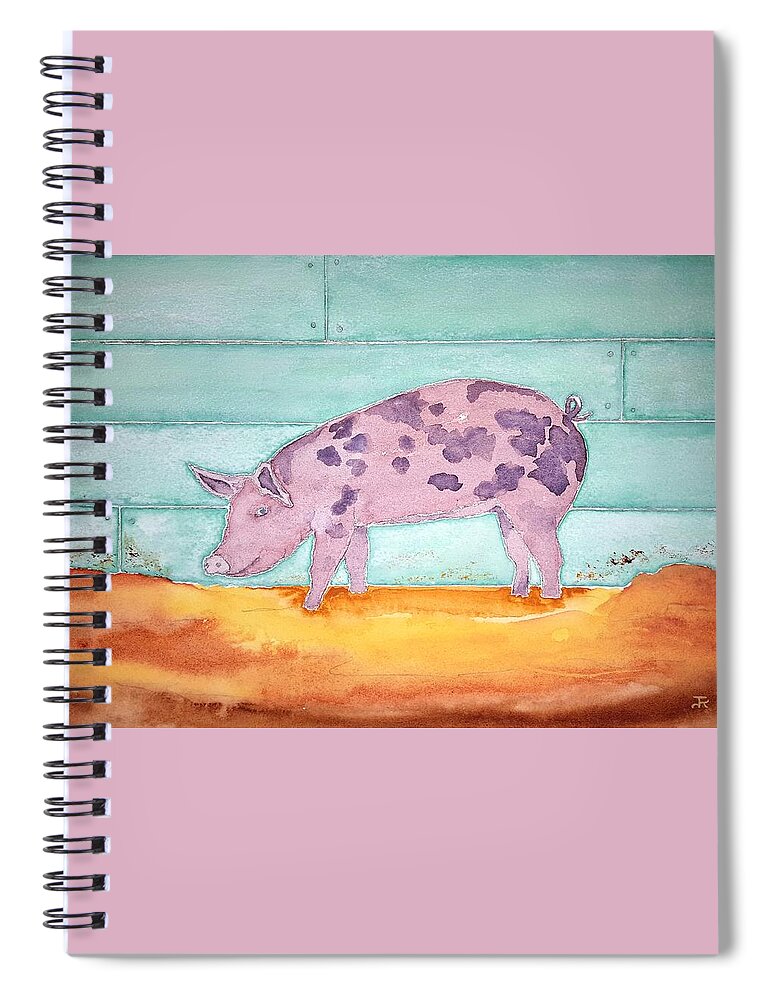 Watercolor Spiral Notebook featuring the painting Pig of Lore by John Klobucher