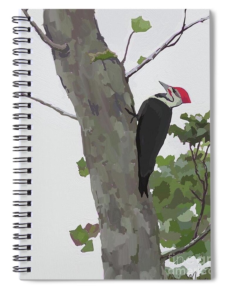  Spiral Notebook featuring the painting Pileated by Anne Marie Brown