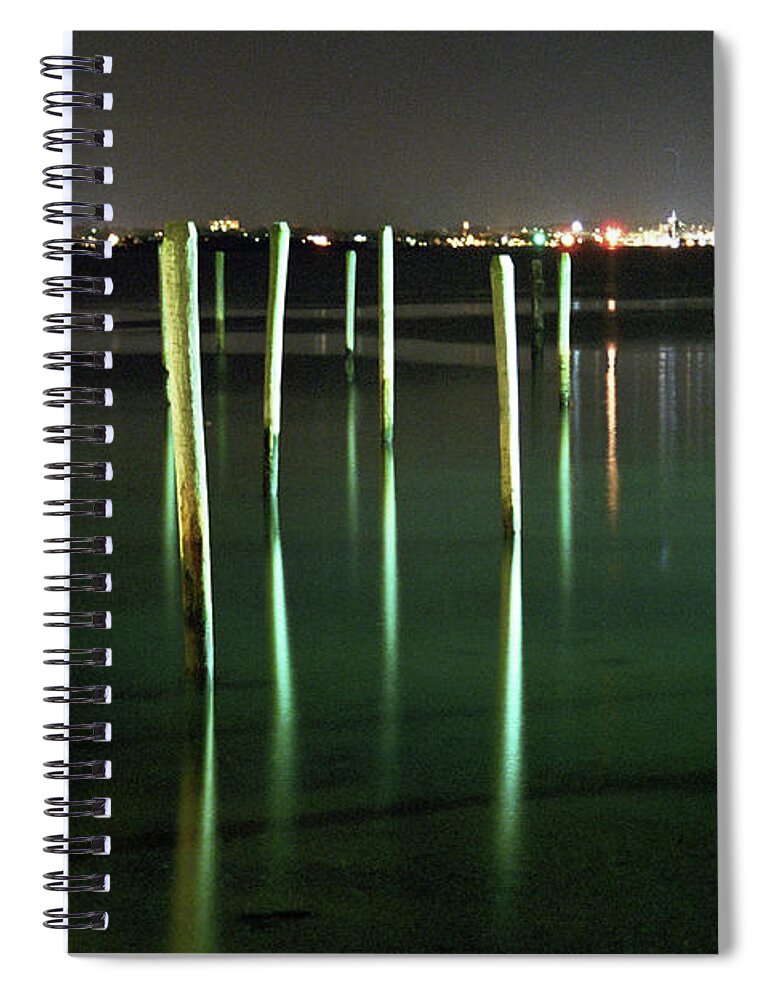 Harbor Spiral Notebook featuring the photograph Pilings in Jamestown Harbor by Jim Feldman