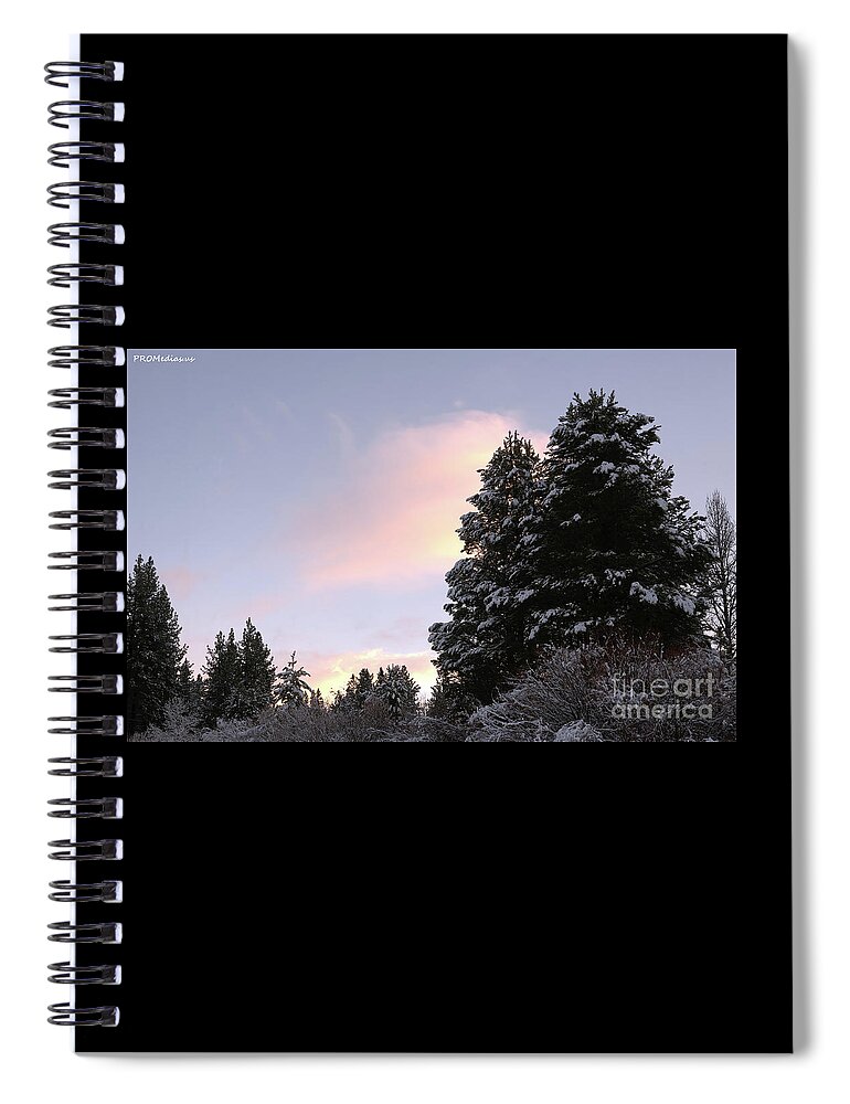 Pine Spiral Notebook featuring the photograph pine trees at sunrise, El Dorado National Forest, California, U. S. A. by PROMedias US
