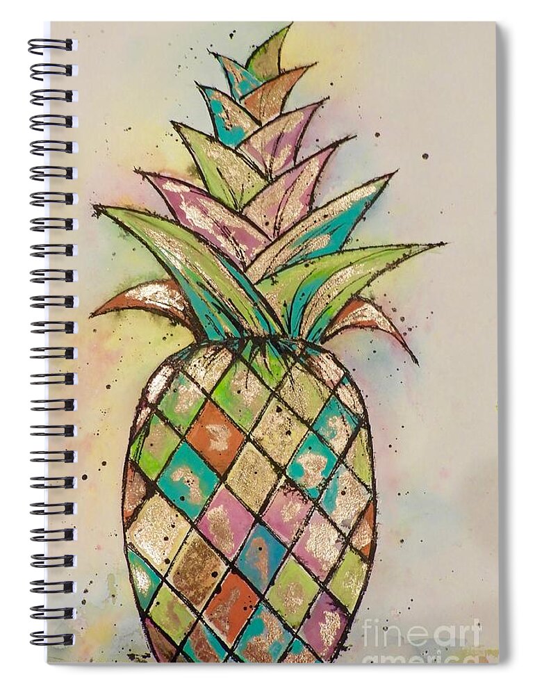 Pineapple Spiral Notebook featuring the painting Pineapple Gold by Midge Pippel