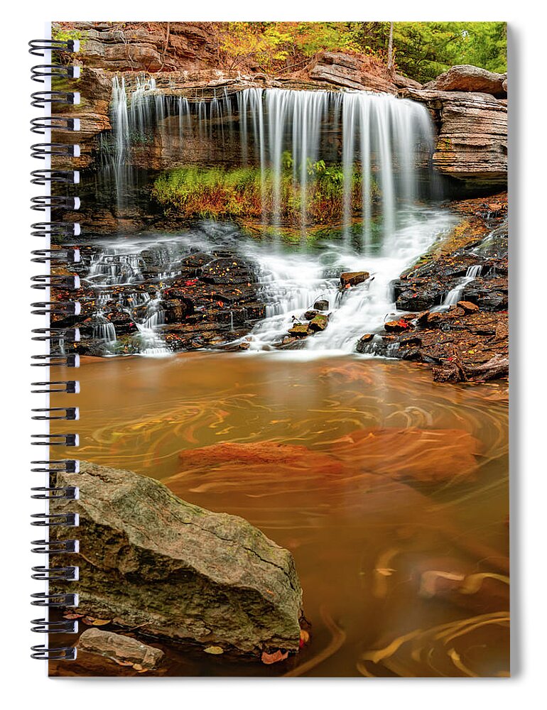 America Spiral Notebook featuring the photograph Pinion Creek Waterfall in Bella Vista Arkansas by Gregory Ballos