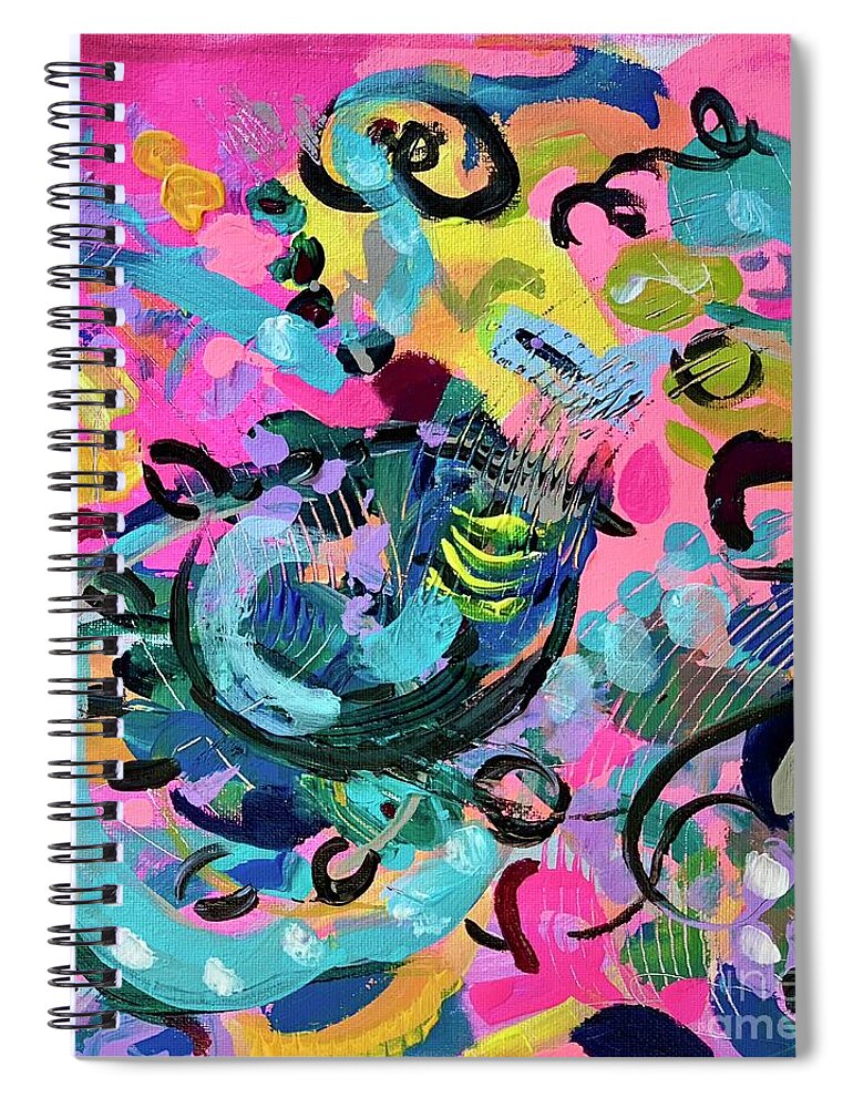 Abstract Spiral Notebook featuring the painting Pink A Boo by Patsy Walton