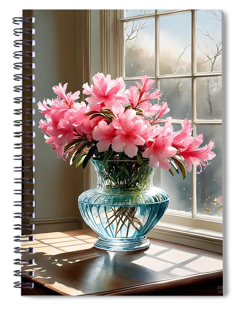 Flowers Spiral Notebook featuring the digital art Pink Azaleas by Greg Joens