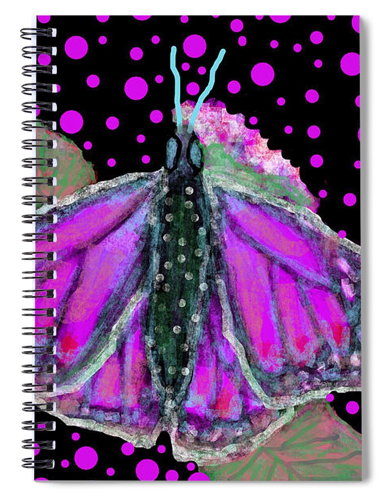 Pink Butterfly Butterflies Pattern Abstract Nature Insect Bug Animal Lobby Pillow Mask Office Decor Spiral Notebook featuring the painting Pink Butterfly by Bradley Boug