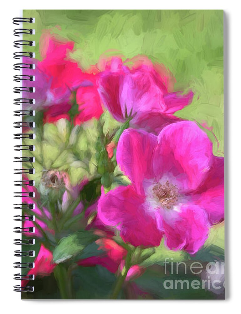 Rose Spiral Notebook featuring the photograph Pink Roses Cezanne Style by Lorraine Cosgrove