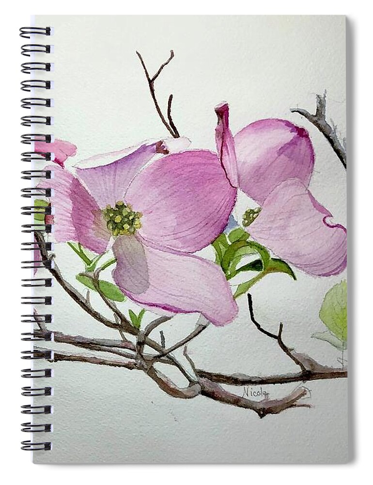 Dogwood Spiral Notebook featuring the painting Pink Dogwood by Nicole Curreri