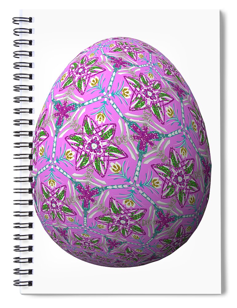Easter Egg Spiral Notebook featuring the mixed media Pink Easter Egg by Eileen Backman