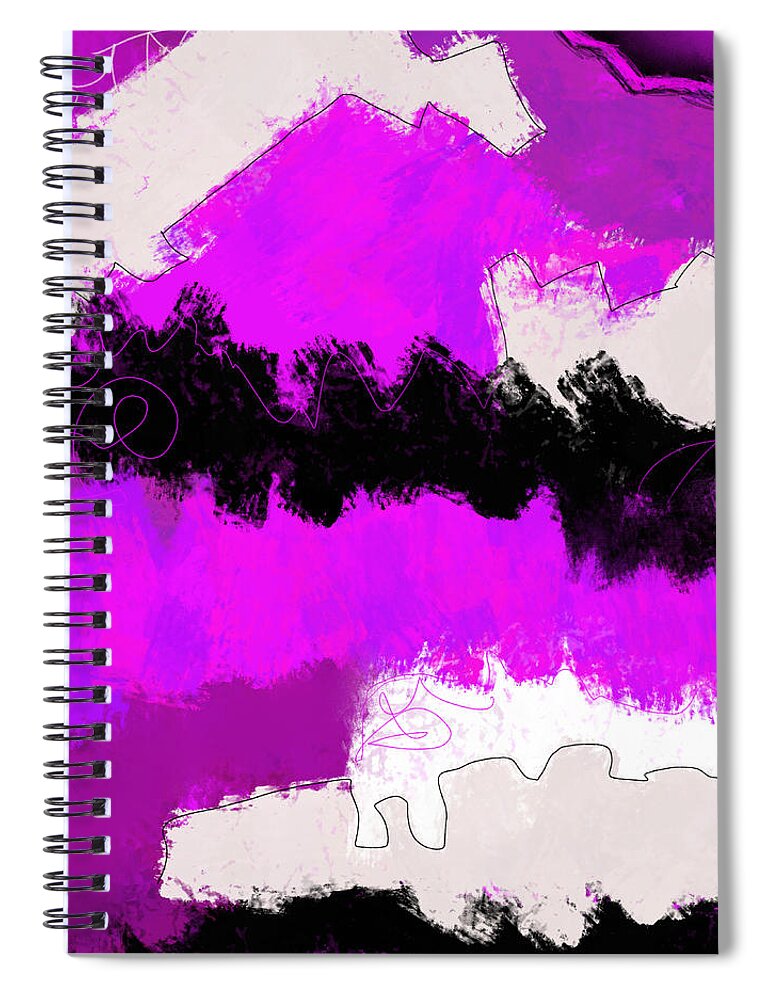 Abstract Spiral Notebook featuring the painting Pink FLow by Amber Lasche