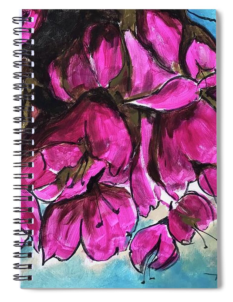  Spiral Notebook featuring the painting Pink Flowers by Angie ONeal