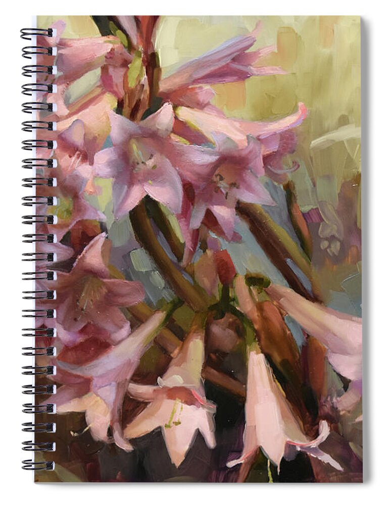 Pink Ladies Spiral Notebook featuring the painting Pink Ladies by Cathy Locke