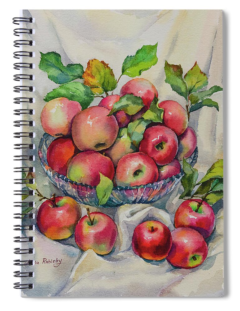 Pink Ladies Apples Spiral Notebook featuring the digital art Pink Ladies Still Life by Maria Rabinky
