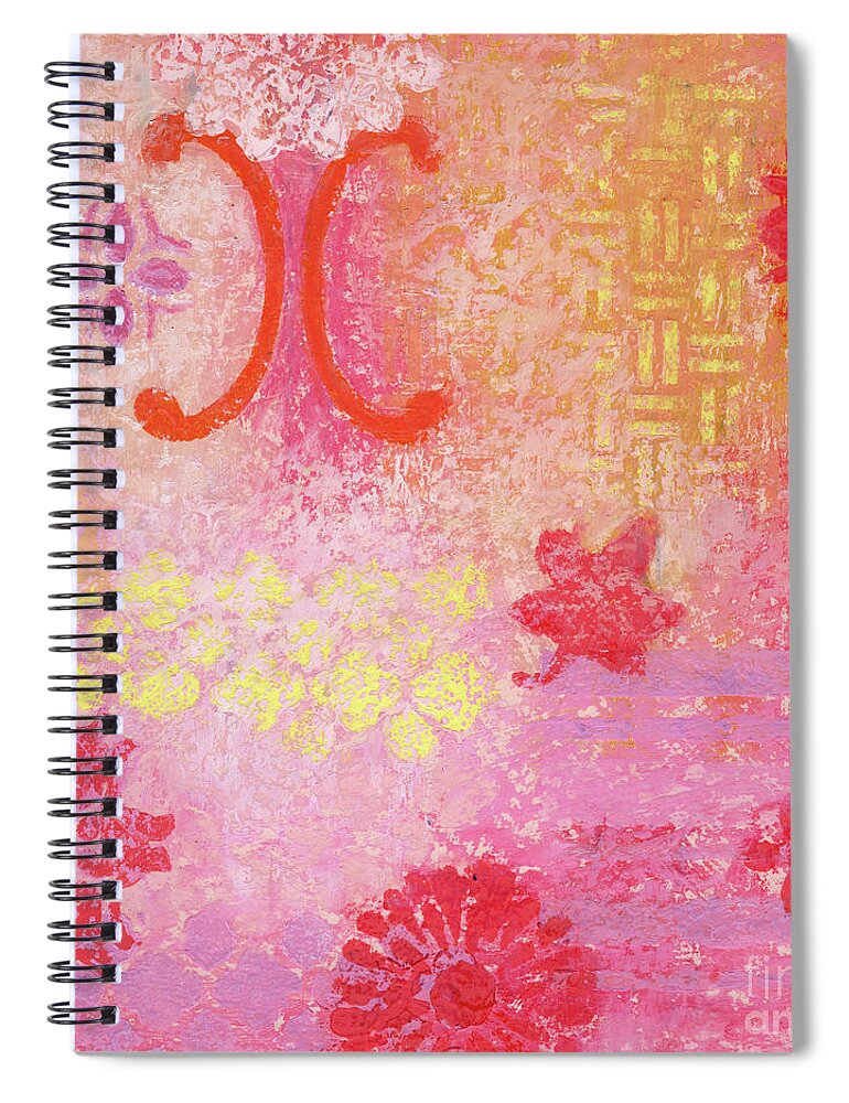 Abstract Spiral Notebook featuring the painting Pink Lady Magic by Amy E Fraser