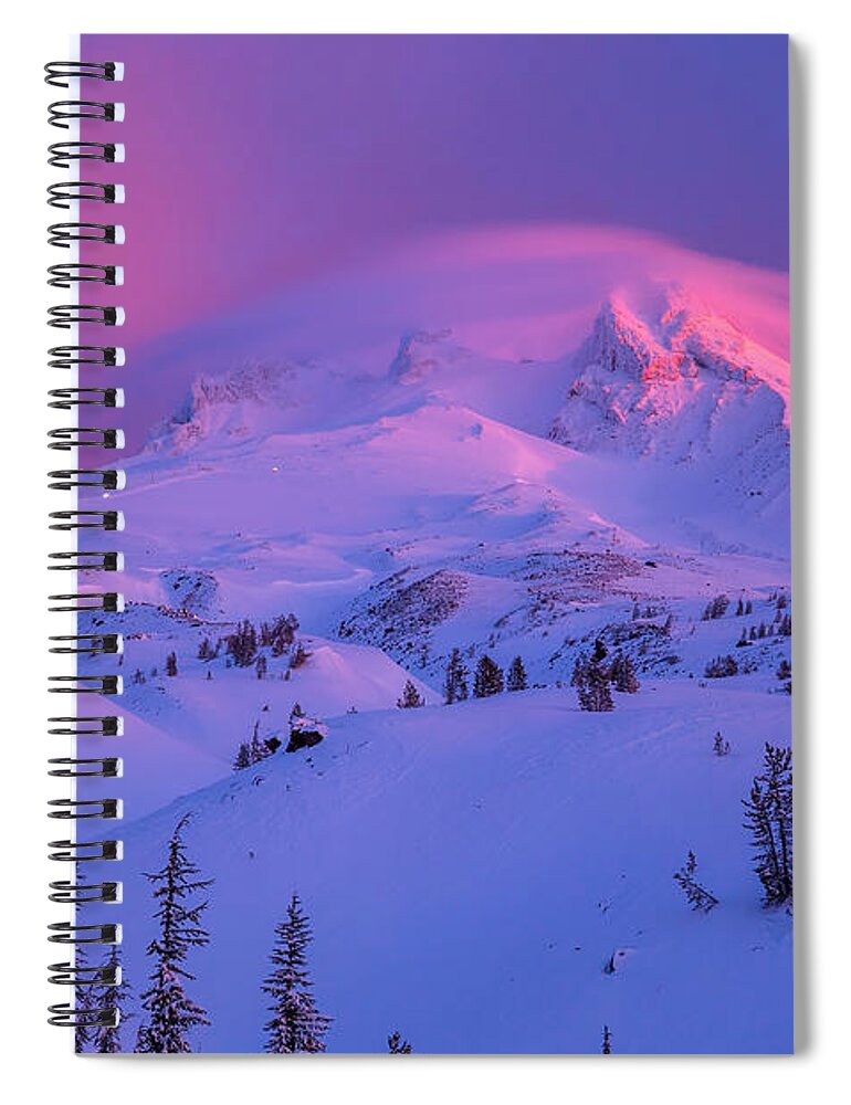 Pink Lenticular Cloud 3 Spiral Notebook featuring the photograph Pink Lenticular Cloud 3 by Lynn Hopwood