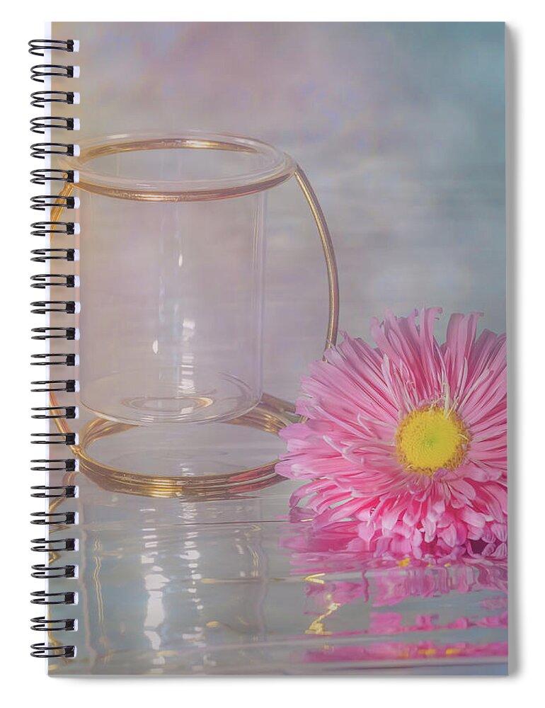 Pink Aster Spiral Notebook featuring the photograph Pink Luster and Bokeh Hearts by Sylvia Goldkranz