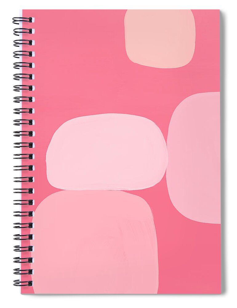 Pink Spiral Notebook featuring the mixed media Pink Modern Stones 2- Art by Linda Woods by Linda Woods