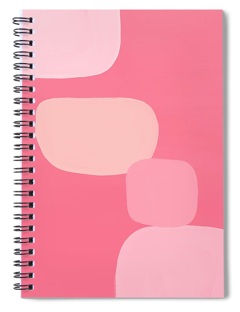 Pink Spiral Notebook featuring the mixed media Pink Modern Stones- Art by Linda Woods by Linda Woods