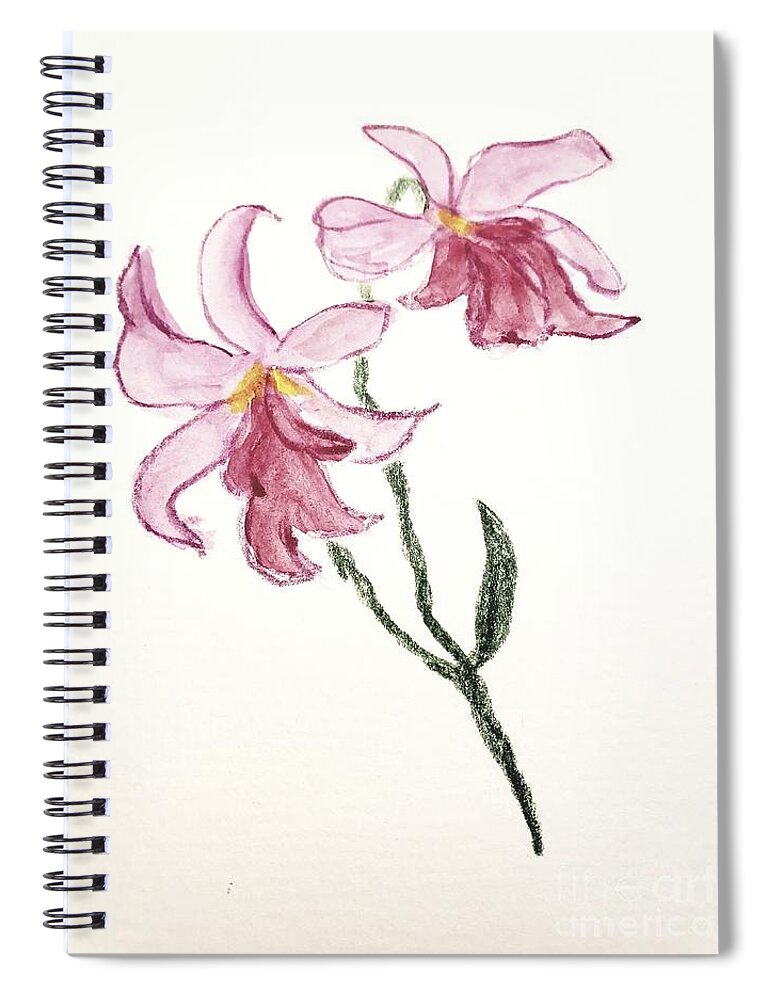  Spiral Notebook featuring the painting Pink Orchids by Margaret Welsh Willowsilk
