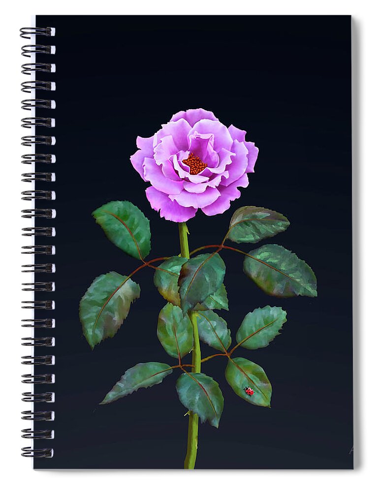 Pink Rose Spiral Notebook featuring the painting Pink Perpetual Rose by David Arrigoni