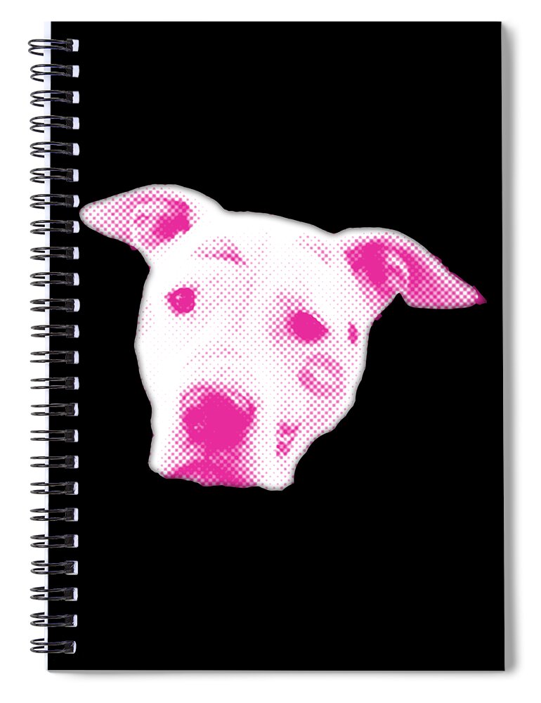 Funny Spiral Notebook featuring the digital art Pink Pitbull Head by Flippin Sweet Gear