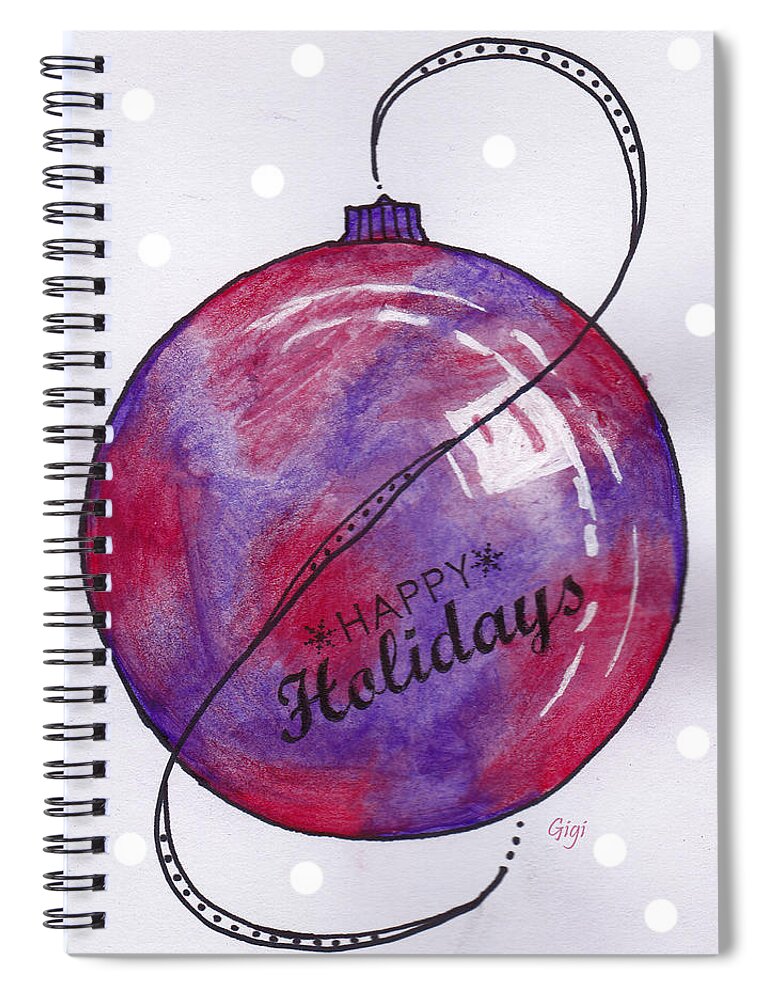 Pink Spiral Notebook featuring the painting Pink Purple Ornament by Gigi Dequanne