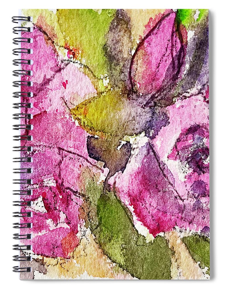 Loose Floral Spiral Notebook featuring the painting Pink Roses by Roxy Rich