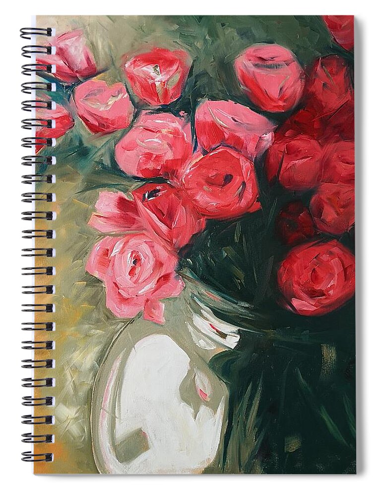 Painting Spiral Notebook featuring the painting Pink Roses by Sheila Romard