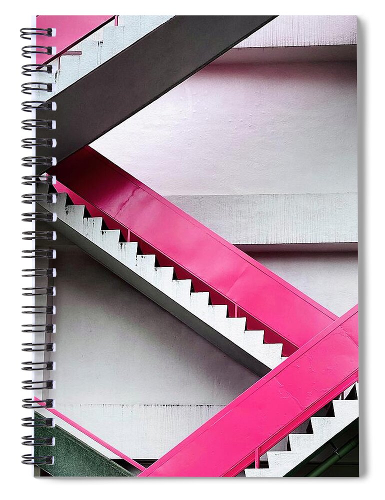  Spiral Notebook featuring the photograph Pink Stairs by Eena Bo