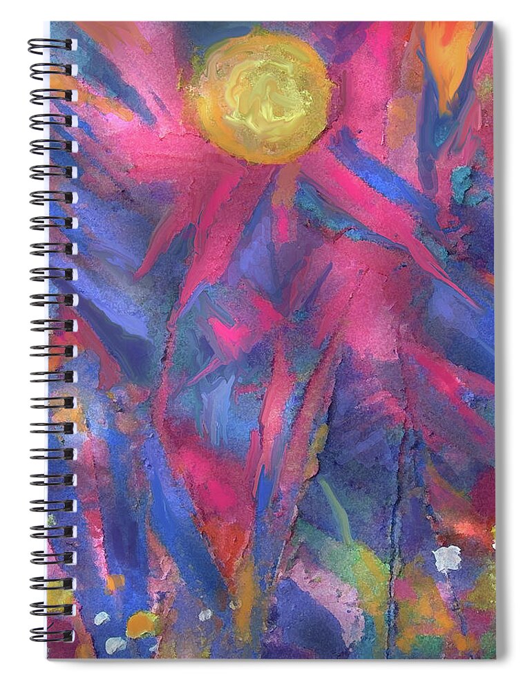 Encaustic Abstract Spiral Notebook featuring the mixed media Pink Sunset by Jean Batzell Fitzgerald
