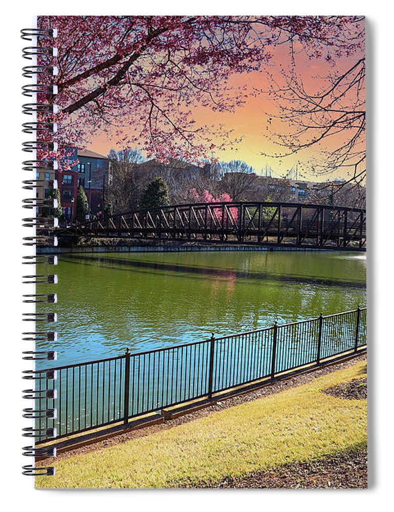 Tree Spiral Notebook featuring the photograph Pink Trees at The Commons Park by Marcus Jones