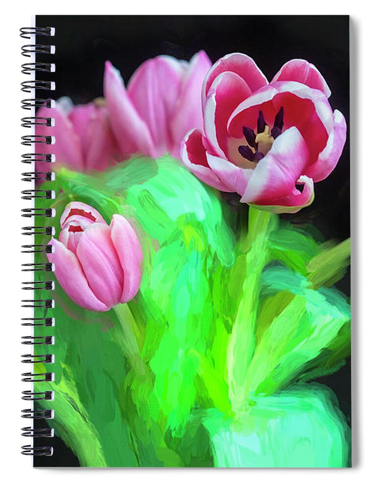 Tulips Spiral Notebook featuring the photograph Pink Tulips Pink Impression X1043 by Rich Franco