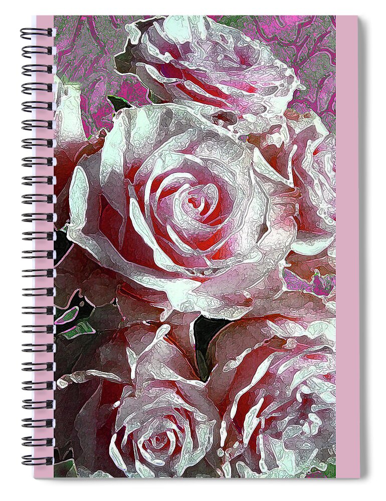 Rose Spiral Notebook featuring the photograph Pink White Rose Bouquet by Corinne Carroll