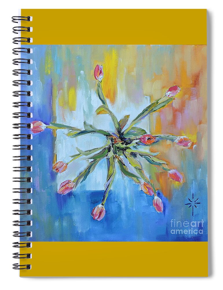 Floral Spiral Notebook featuring the painting Pinwheel of Tulips by Jodie Marie Anne Richardson Traugott     aka jm-ART